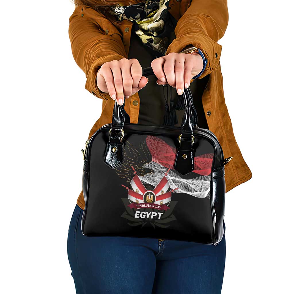 Egypt Revolution Day Shoulder Handbag Steppe Eagle Lotus Flower