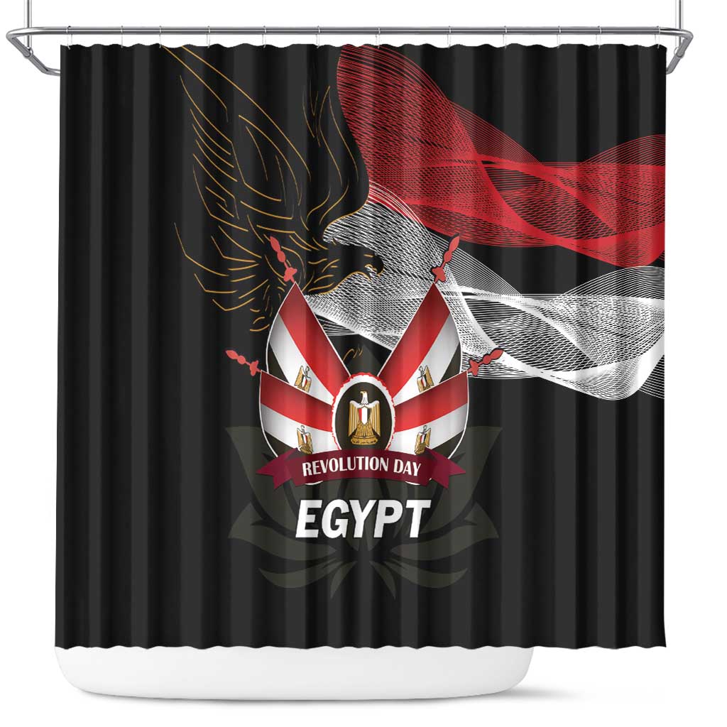Egypt Revolution Day Shower Curtain Steppe Eagle Lotus Flower
