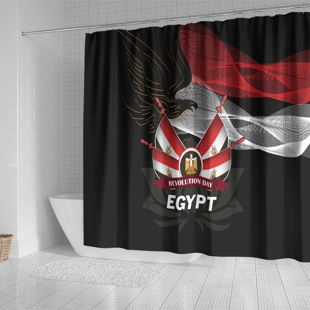 Egypt Revolution Day Shower Curtain Steppe Eagle Lotus Flower