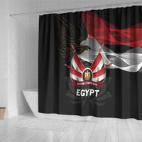Egypt Revolution Day Shower Curtain Steppe Eagle Lotus Flower