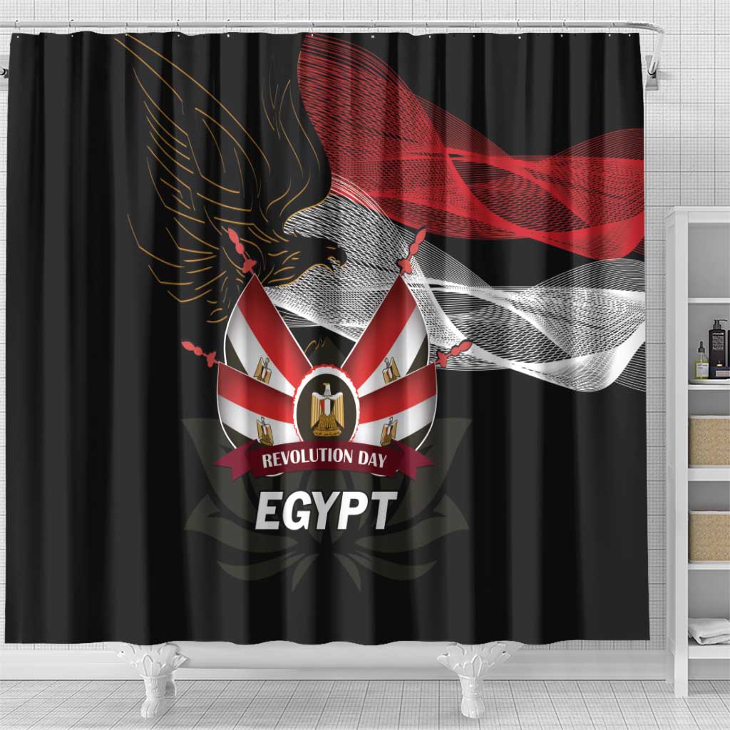 Egypt Revolution Day Shower Curtain Steppe Eagle Lotus Flower