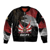 Personalized Egypt Revolution Day Sleeve Zip Bomber Jacket Steppe Eagle Lotus Flower - Wonder Print Shop