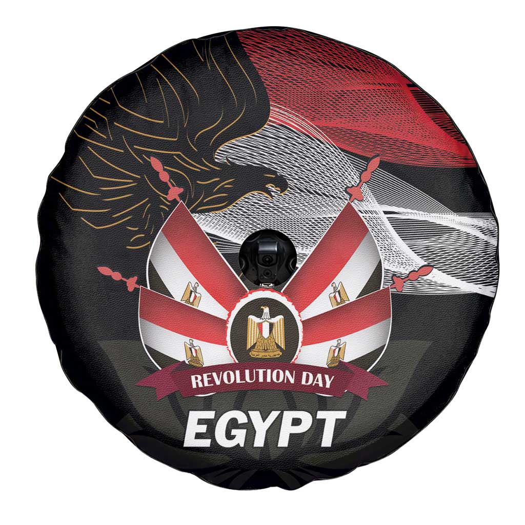 Egypt Revolution Day Spare Tire Cover Steppe Eagle Lotus Flower - Wonder Print Shop