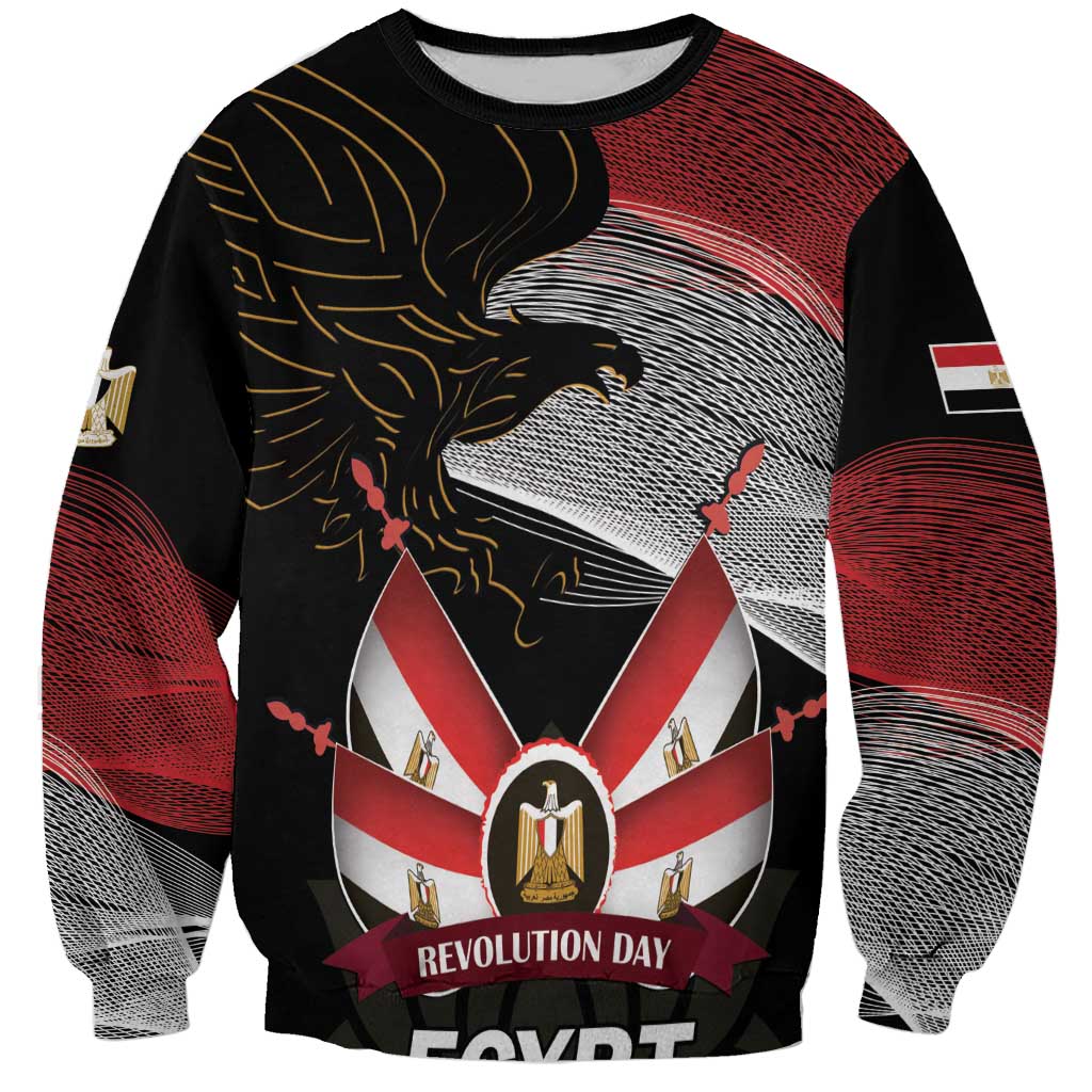 Personalized Egypt Revolution Day Sweatshirt Steppe Eagle Lotus Flower - Wonder Print Shop