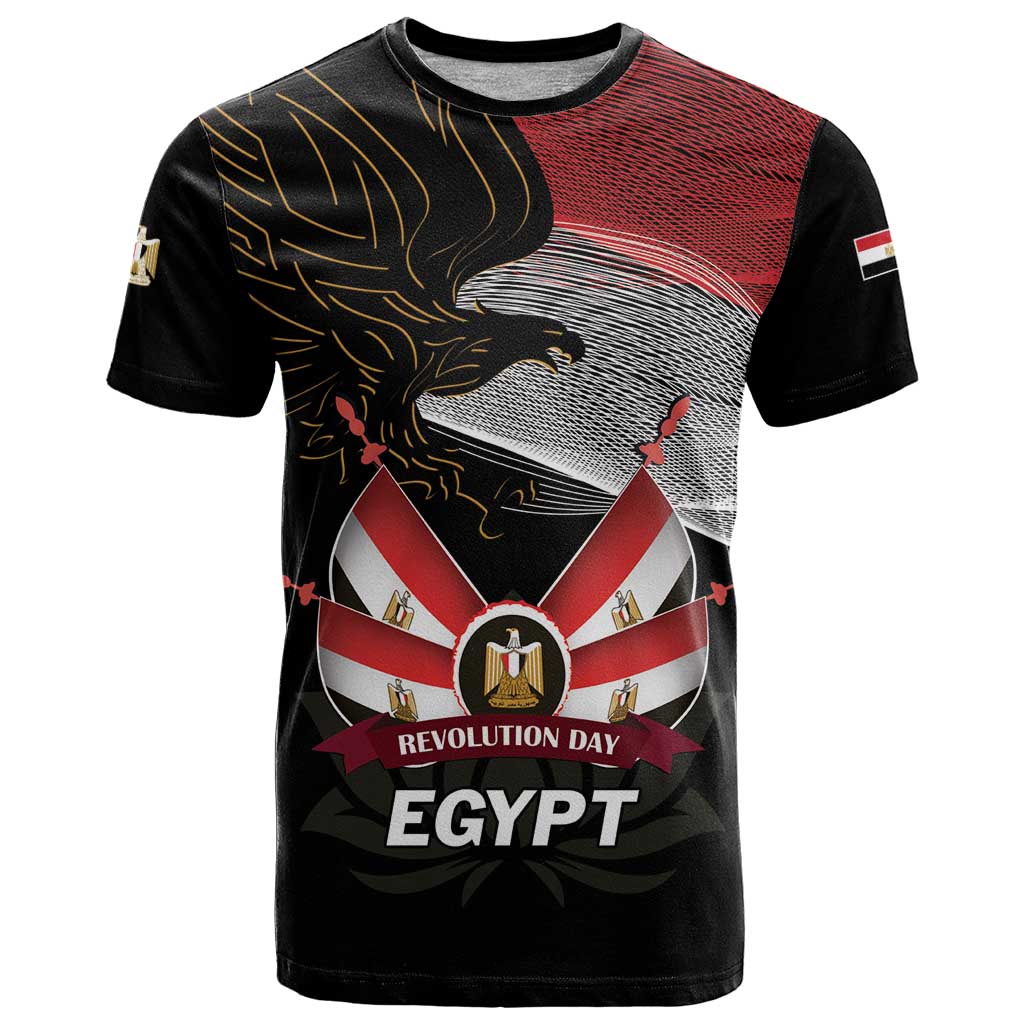 Personalized Egypt Revolution Day T Shirt Steppe Eagle Lotus Flower - Wonder Print Shop