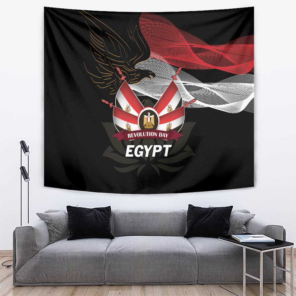 Egypt Revolution Day Tapestry Steppe Eagle Lotus Flower - Wonder Print Shop