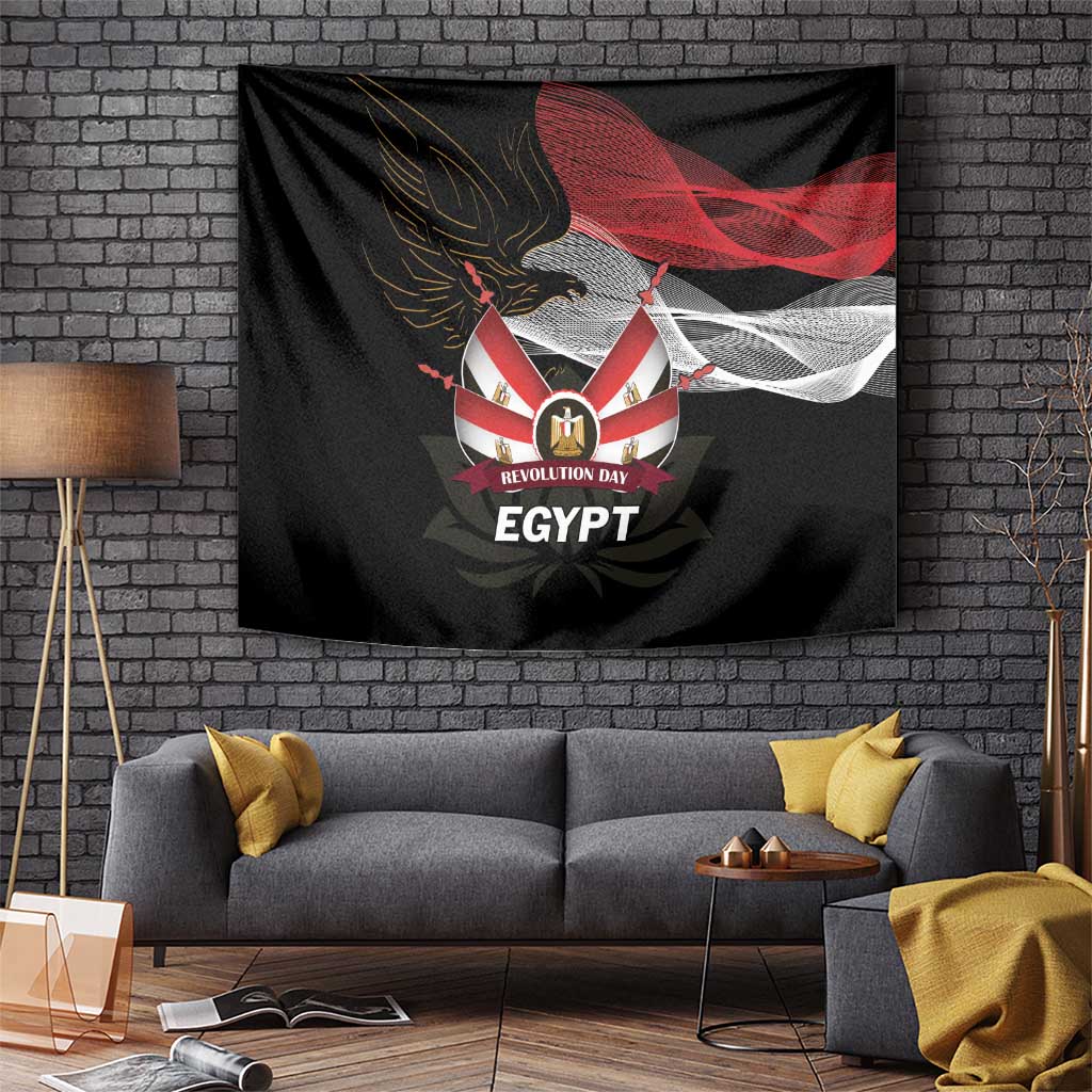 Egypt Revolution Day Tapestry Steppe Eagle Lotus Flower - Wonder Print Shop