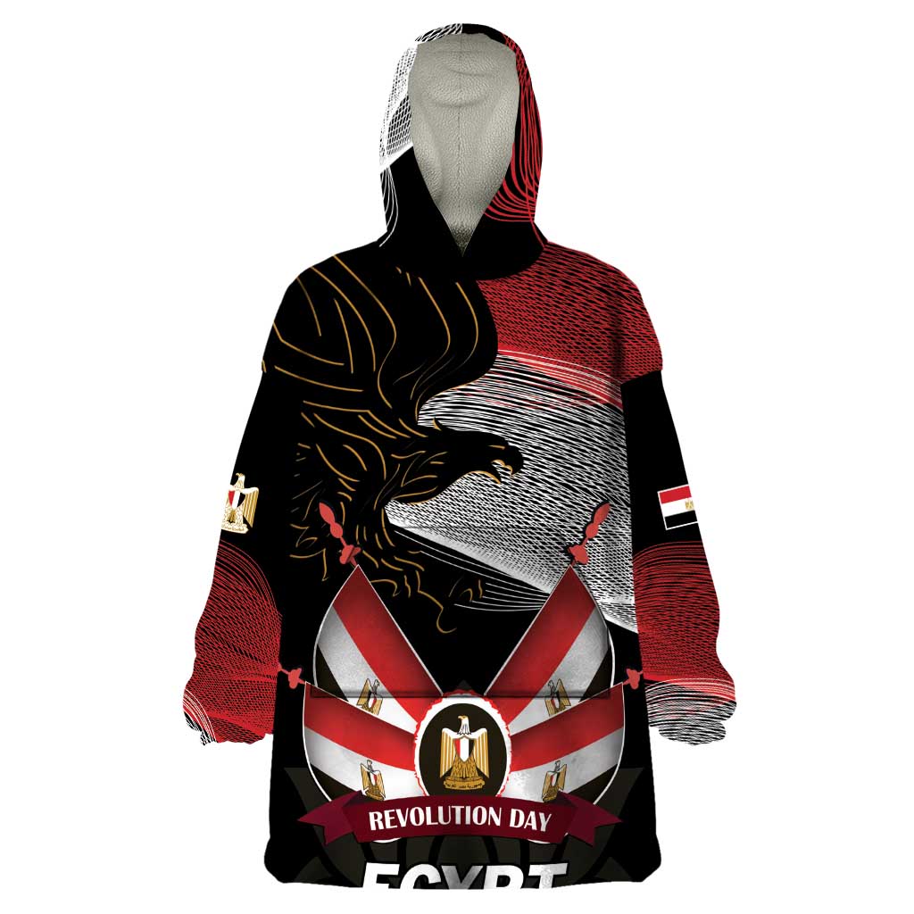 Personalized Egypt Revolution Day Wearable Blanket Hoodie Steppe Eagle Lotus Flower - Wonder Print Shop