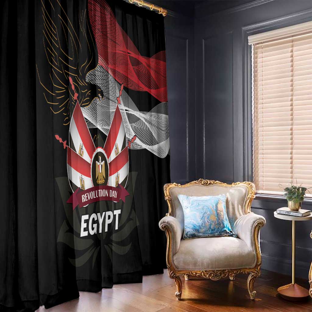 Egypt Revolution Day Window Curtain Steppe Eagle Lotus Flower - Wonder Print Shop