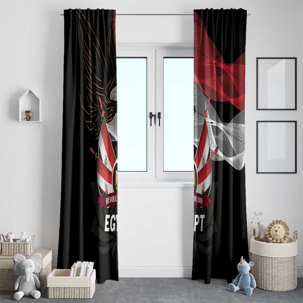 Egypt Revolution Day Window Curtain Steppe Eagle Lotus Flower - Wonder Print Shop