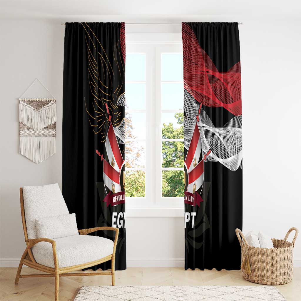 Egypt Revolution Day Window Curtain Steppe Eagle Lotus Flower - Wonder Print Shop