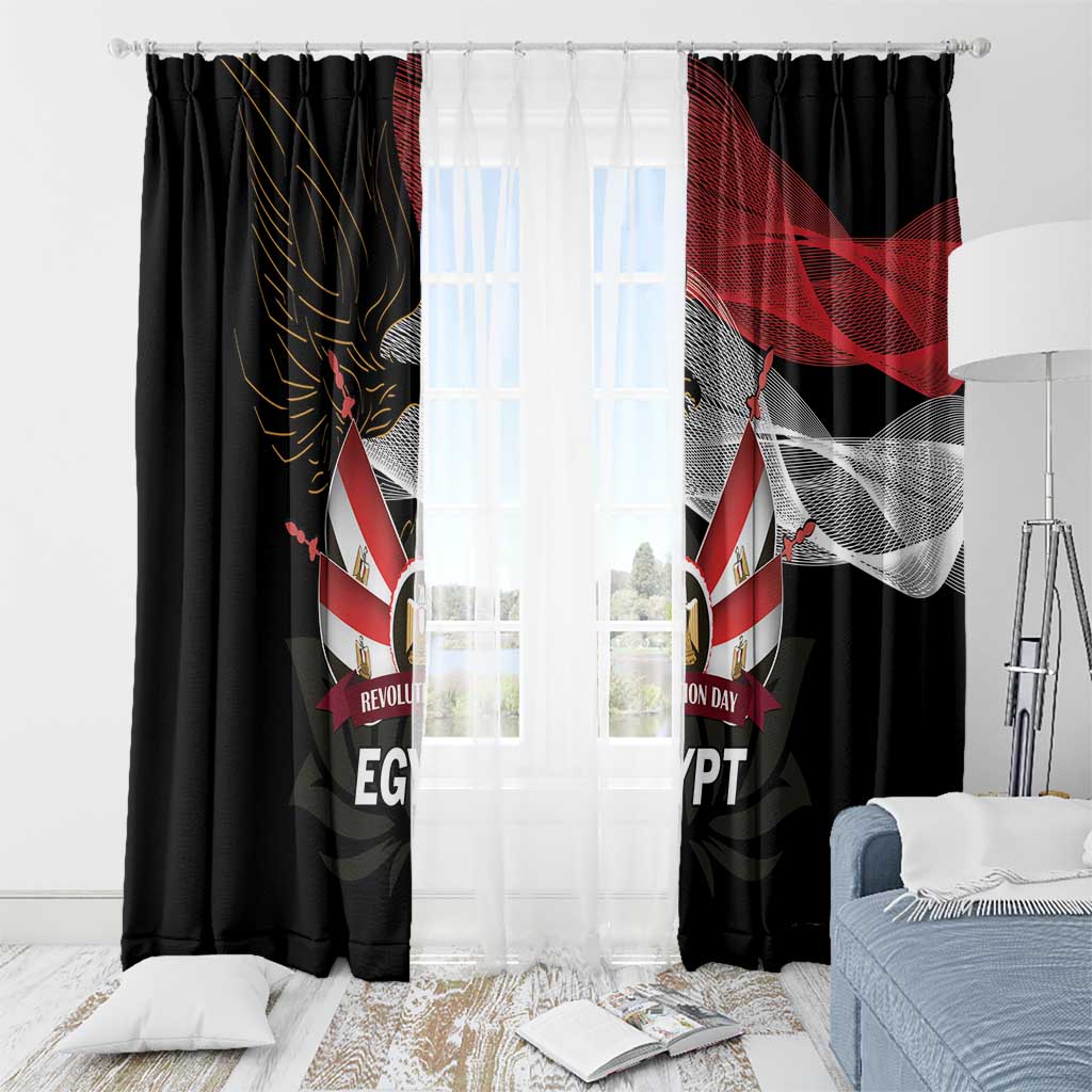 Egypt Revolution Day Window Curtain Steppe Eagle Lotus Flower - Wonder Print Shop