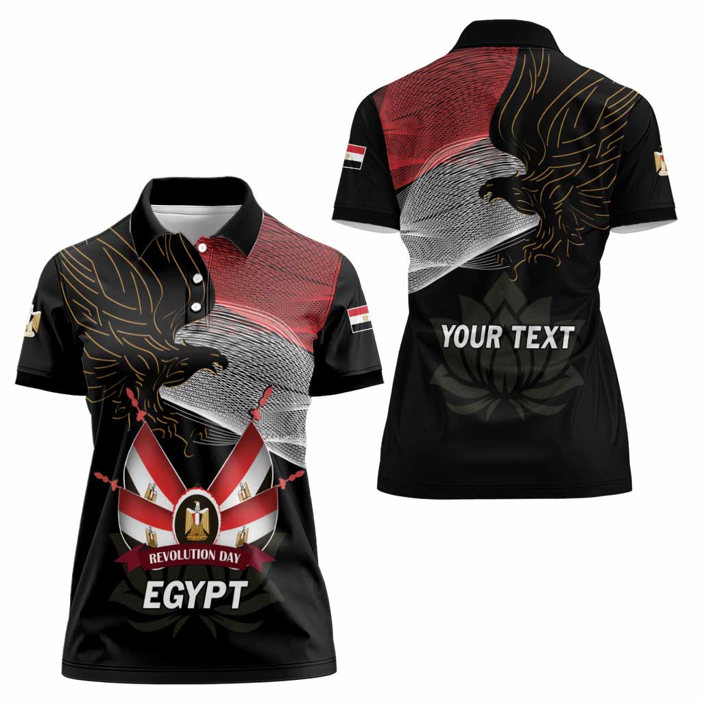 Personalized Egypt Revolution Day Women Polo Shirt Steppe Eagle Lotus Flower - Wonder Print Shop