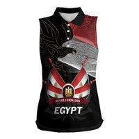 Personalized Egypt Revolution Day Women Sleeveless Polo Shirt Steppe Eagle Lotus Flower - Wonder Print Shop