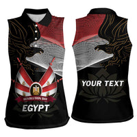 Personalized Egypt Revolution Day Women Sleeveless Polo Shirt Steppe Eagle Lotus Flower - Wonder Print Shop