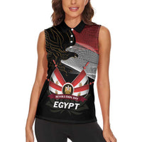 Personalized Egypt Revolution Day Women Sleeveless Polo Shirt Steppe Eagle Lotus Flower - Wonder Print Shop
