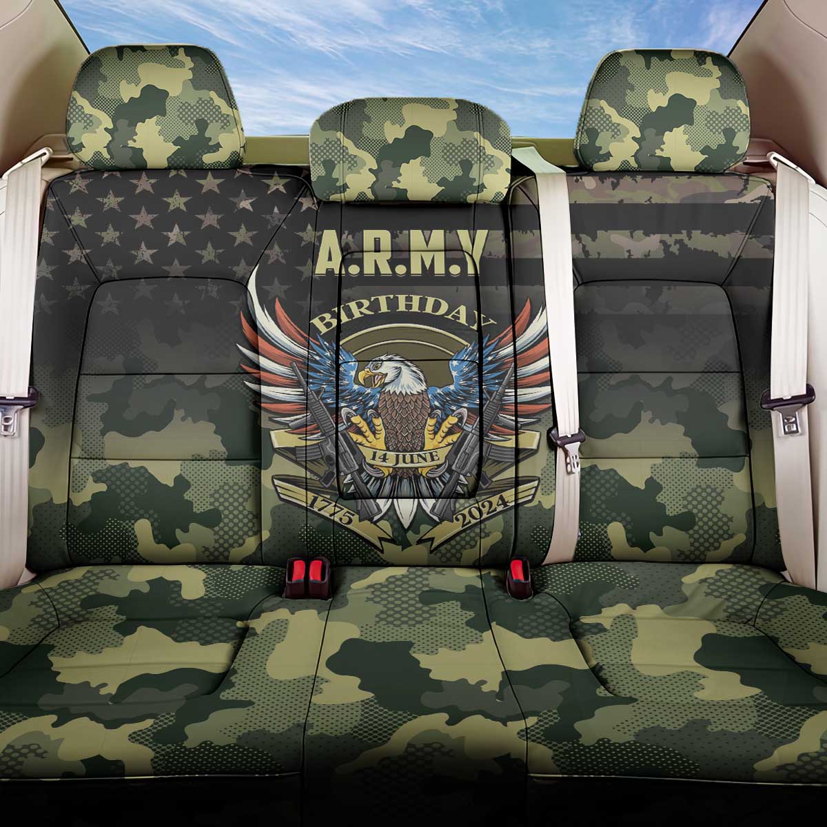 ARMY Birthday 2024 Back Car Seat Cover US 249th Anniversary - Wonder Print Shop
