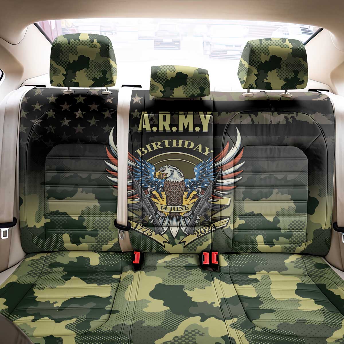 ARMY Birthday 2024 Back Car Seat Cover US 249th Anniversary - Wonder Print Shop