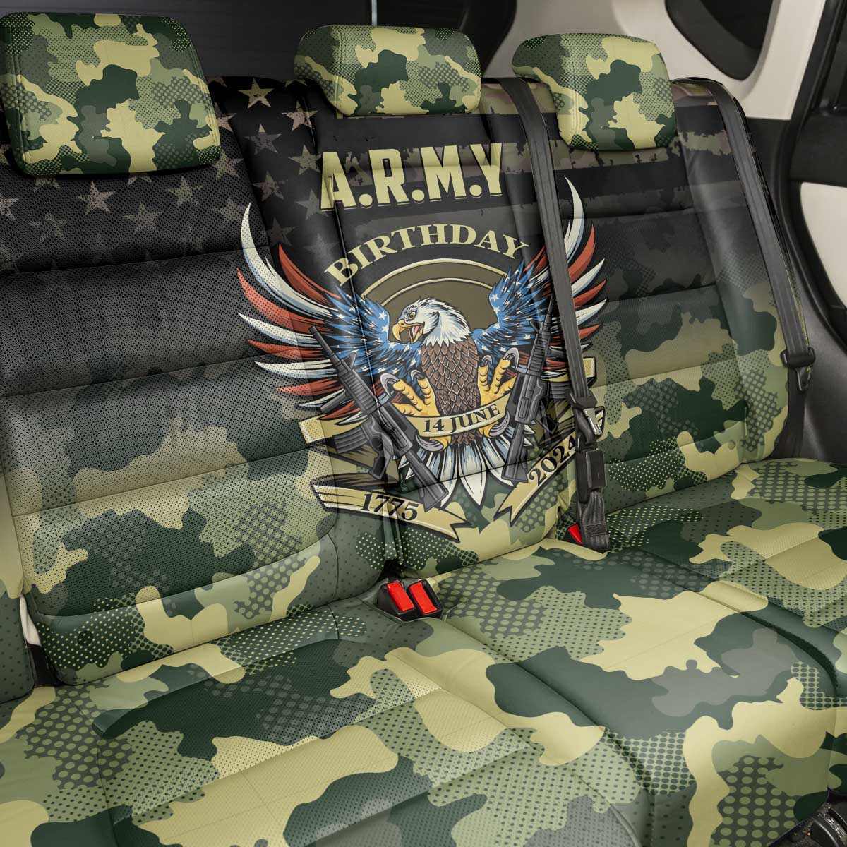 ARMY Birthday 2024 Back Car Seat Cover US 249th Anniversary - Wonder Print Shop