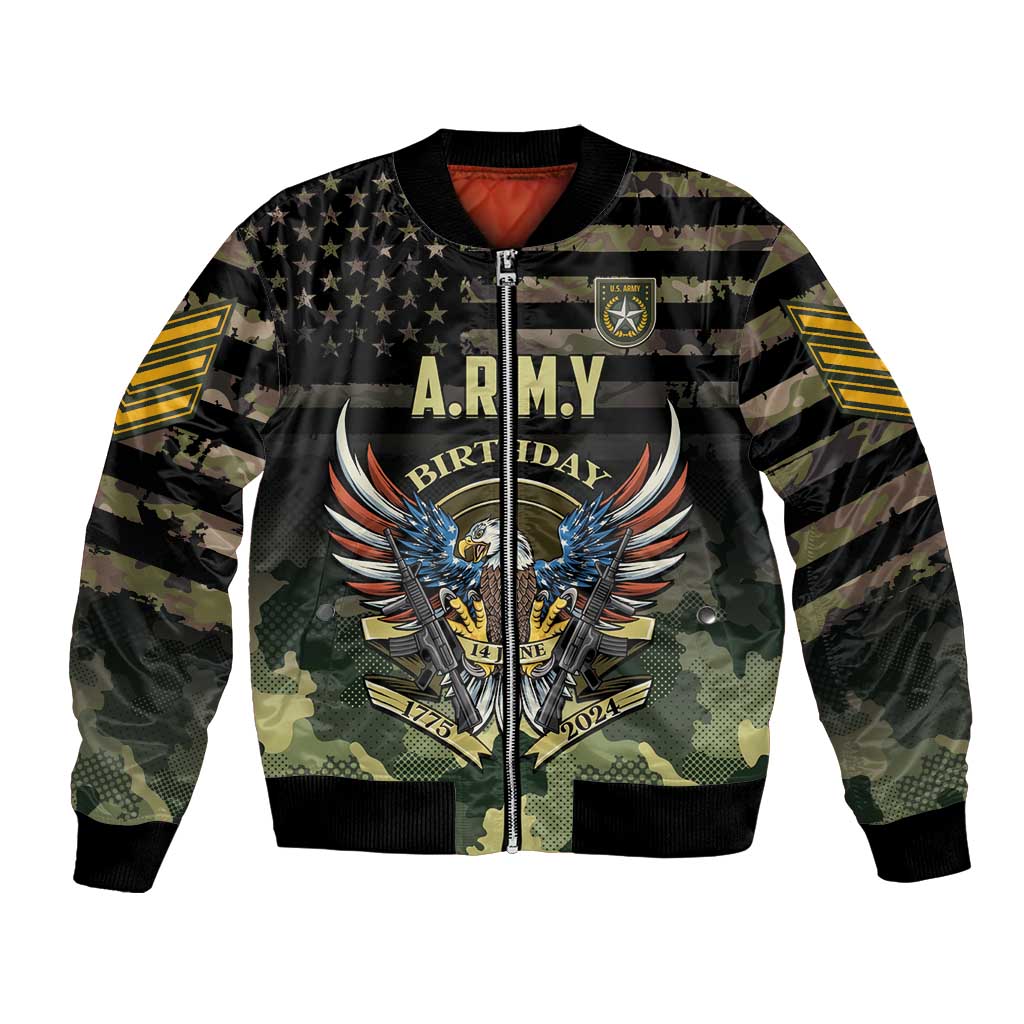 Personalized ARMY Birthday 2024 Bomber Jacket US 249th Anniversary - Wonder Print Shop