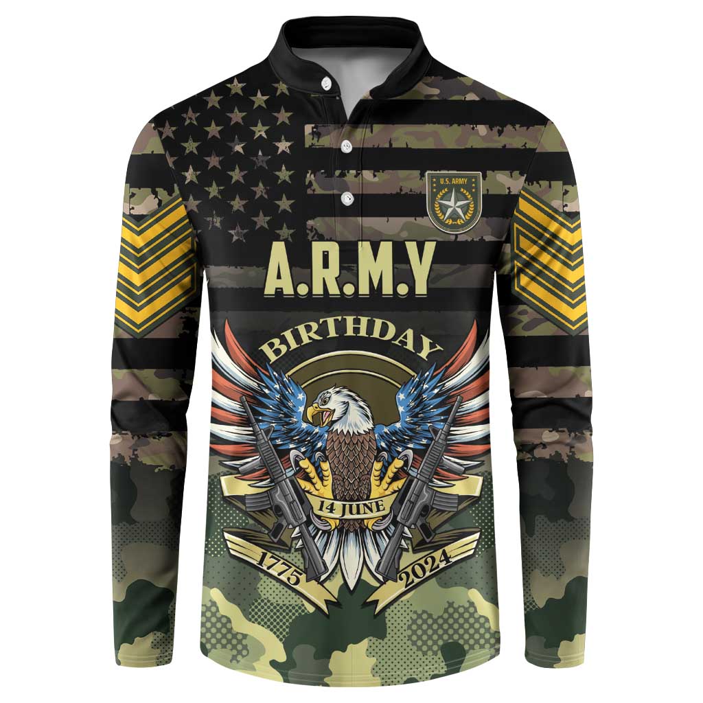 Personalized ARMY Birthday 2024 Button Sweatshirt US 249th Anniversary - Wonder Print Shop