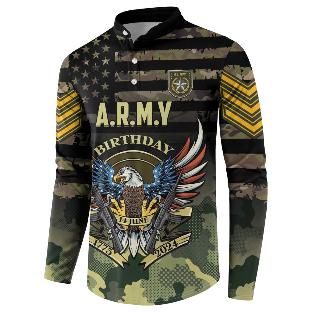 Personalized ARMY Birthday 2024 Button Sweatshirt US 249th Anniversary - Wonder Print Shop