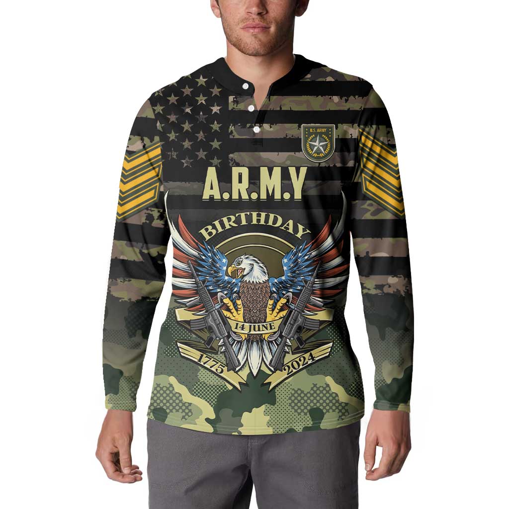 Personalized ARMY Birthday 2024 Button Sweatshirt US 249th Anniversary - Wonder Print Shop