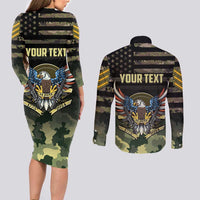 Personalized ARMY Birthday 2024 Couples Matching Long Sleeve Bodycon Dress and Long Sleeve Button Shirt US 249th Anniversary - Wonder Print Shop