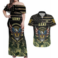 Personalized ARMY Birthday 2024 Couples Matching Off Shoulder Maxi Dress and Hawaiian Shirt US 249th Anniversary - Wonder Print Shop