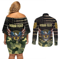 Personalized ARMY Birthday 2024 Couples Matching Off Shoulder Short Dress and Long Sleeve Button Shirt US 249th Anniversary - Wonder Print Shop
