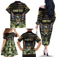 Personalized ARMY Birthday 2024 Family Matching Off The Shoulder Long Sleeve Dress and Hawaiian Shirt US 249th Anniversary - Wonder Print Shop