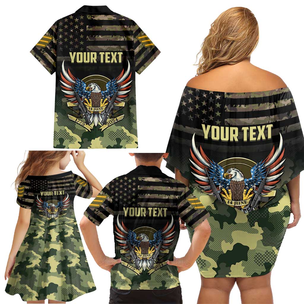 Personalized ARMY Birthday 2024 Family Matching Off Shoulder Short Dress and Hawaiian Shirt US 249th Anniversary - Wonder Print Shop