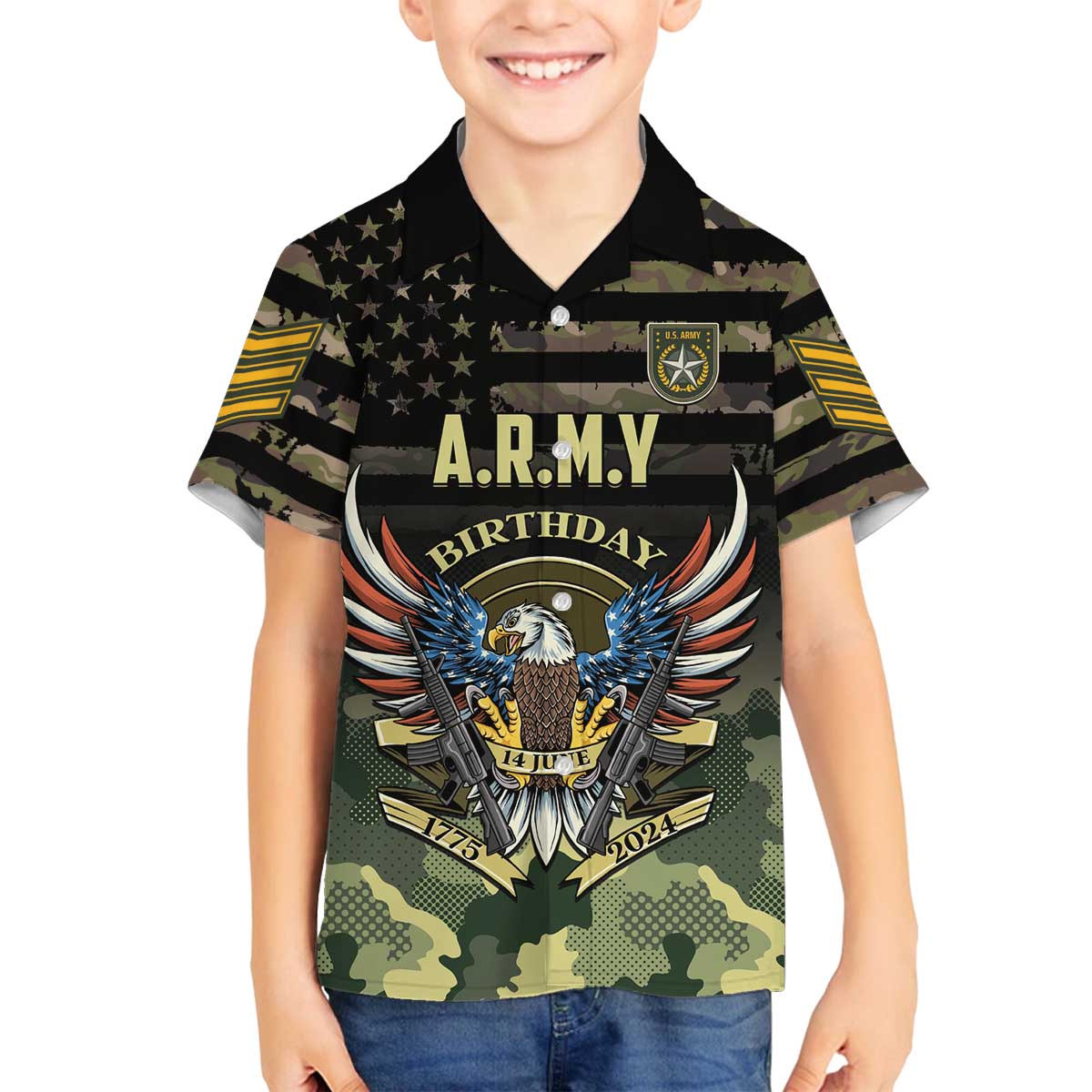 Personalized ARMY Birthday 2024 Family Matching Puletasi and Hawaiian Shirt US 249th Anniversary - Wonder Print Shop