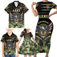 Personalized ARMY Birthday 2024 Family Matching Short Sleeve Bodycon Dress and Hawaiian Shirt US 249th Anniversary - Wonder Print Shop