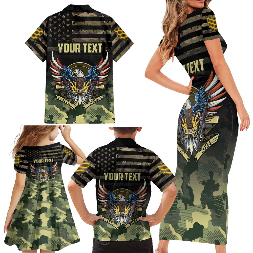 Personalized ARMY Birthday 2024 Family Matching Short Sleeve Bodycon Dress and Hawaiian Shirt US 249th Anniversary - Wonder Print Shop