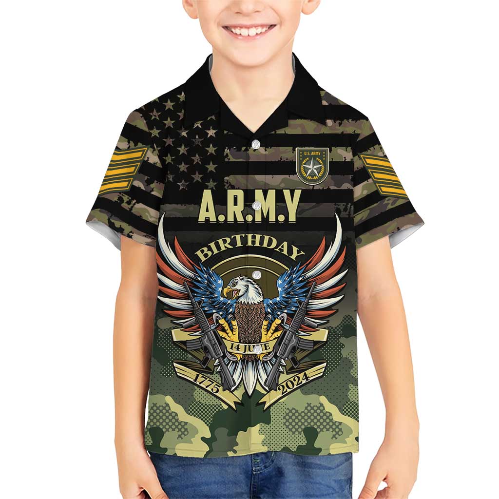 Personalized ARMY Birthday 2024 Family Matching Short Sleeve Bodycon Dress and Hawaiian Shirt US 249th Anniversary - Wonder Print Shop