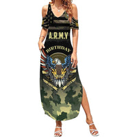 Personalized ARMY Birthday 2024 Family Matching Summer Maxi Dress and Hawaiian Shirt US 249th Anniversary - Wonder Print Shop