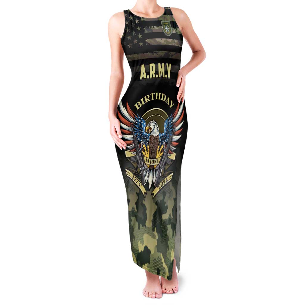 Personalized ARMY Birthday 2024 Family Matching Tank Maxi Dress and Hawaiian Shirt US 249th Anniversary - Wonder Print Shop