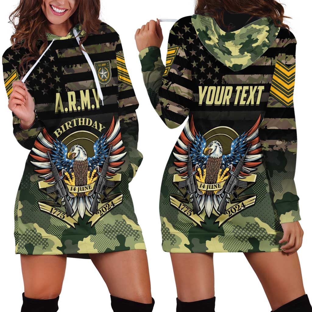 Personalized ARMY Birthday 2024 Hoodie Dress US 249th Anniversary - Wonder Print Shop