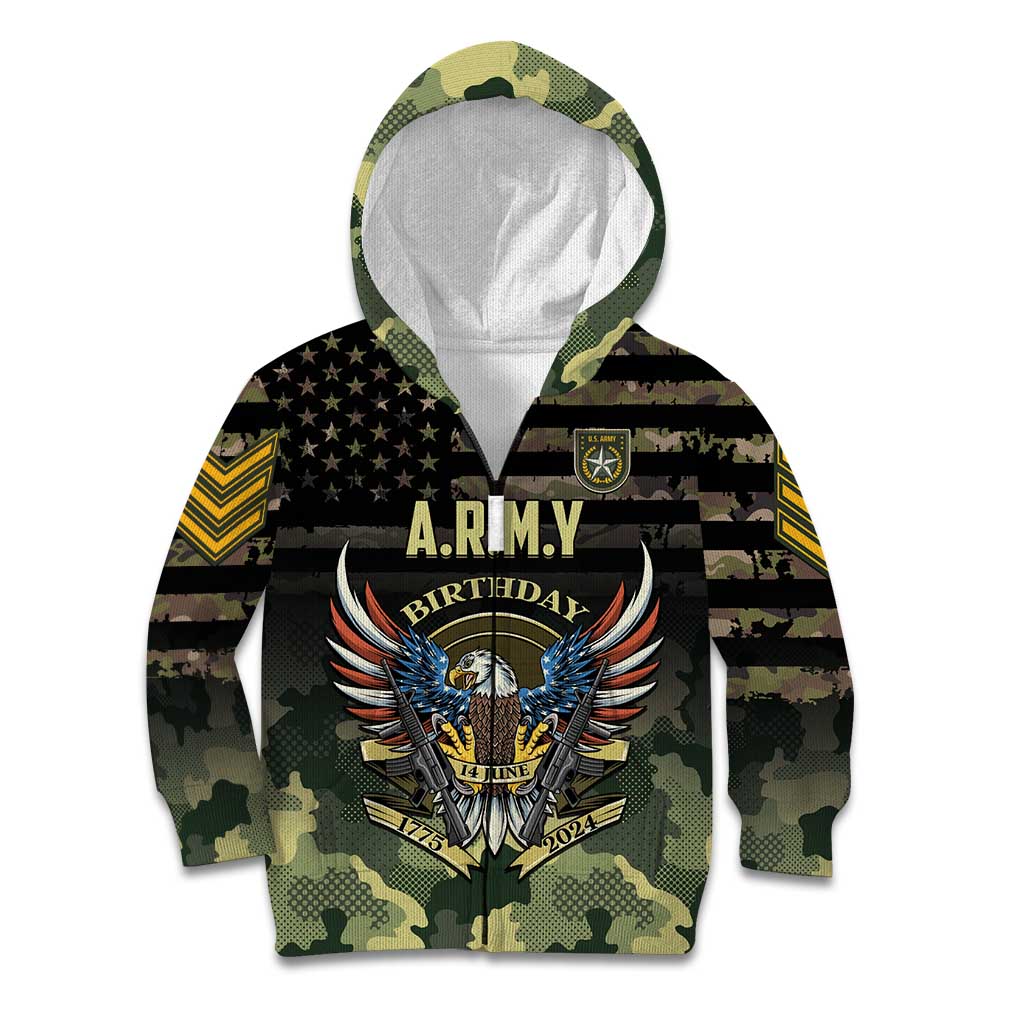 Personalized ARMY Birthday 2024 Kid Hoodie US 249th Anniversary - Wonder Print Shop