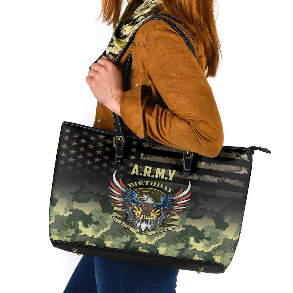 ARMY Birthday 2024 Leather Tote Bag US 249th Anniversary - Wonder Print Shop