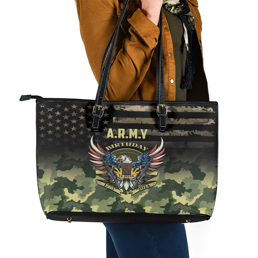 ARMY Birthday 2024 Leather Tote Bag US 249th Anniversary - Wonder Print Shop