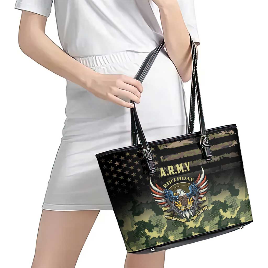 ARMY Birthday 2024 Leather Tote Bag US 249th Anniversary - Wonder Print Shop