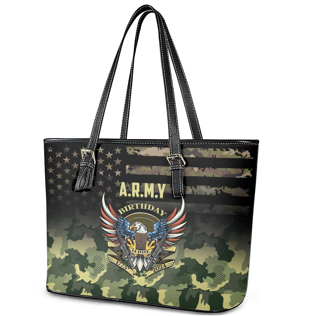 ARMY Birthday 2024 Leather Tote Bag US 249th Anniversary - Wonder Print Shop