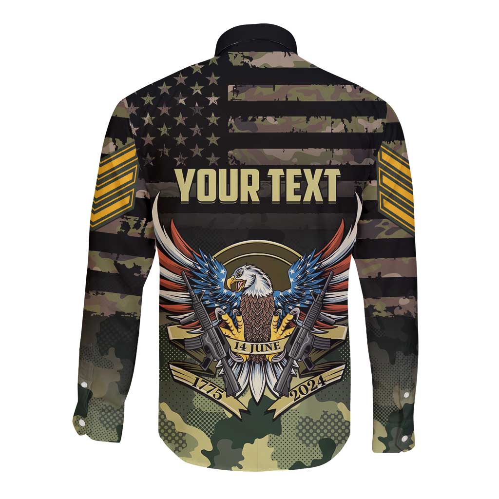 Personalized ARMY Birthday 2024 Long Sleeve Button Shirt US 249th Anniversary - Wonder Print Shop