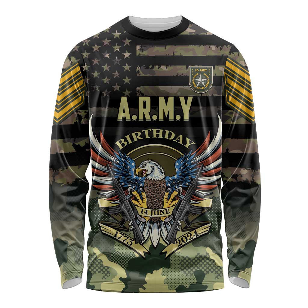 Personalized ARMY Birthday 2024 Long Sleeve Shirt US 249th Anniversary - Wonder Print Shop