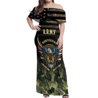 Personalized ARMY Birthday 2024 Off Shoulder Maxi Dress US 249th Anniversary - Wonder Print Shop