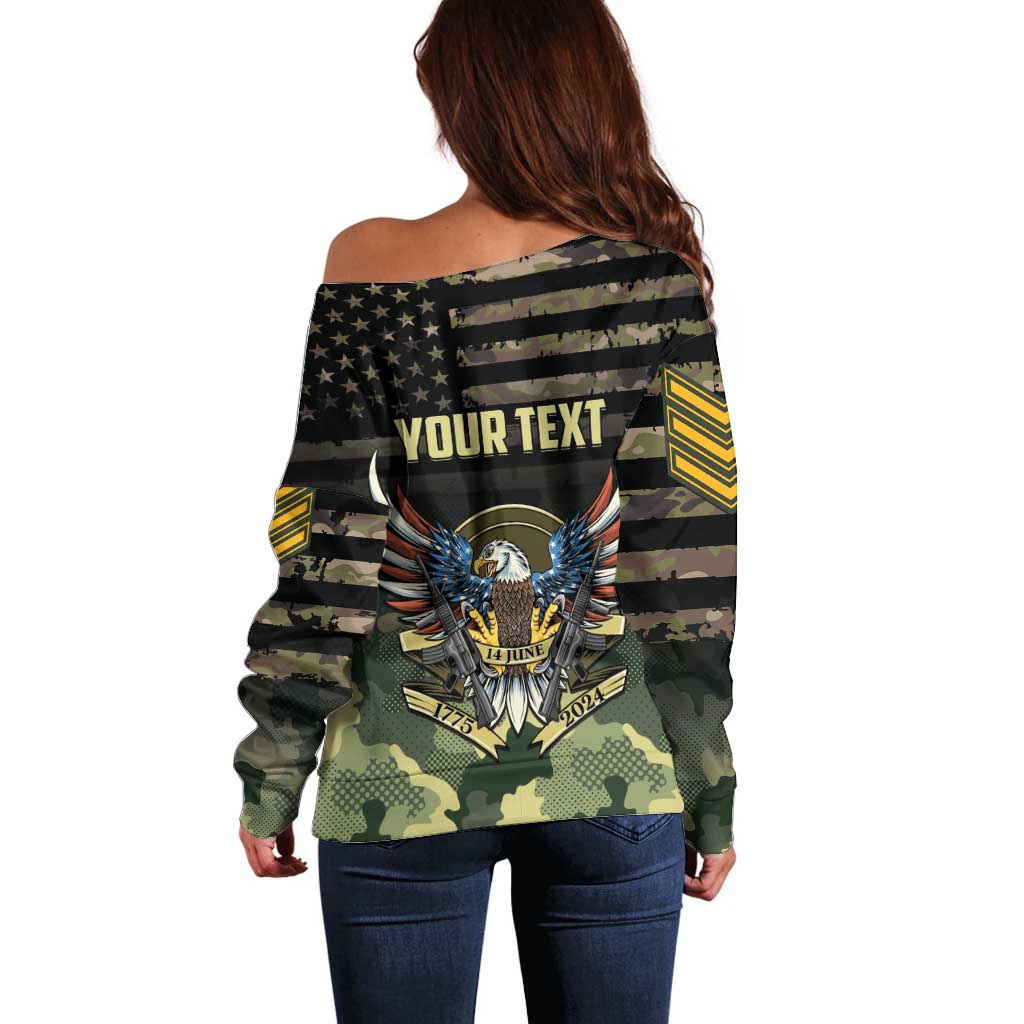 Personalized ARMY Birthday 2024 Off Shoulder Sweater US 249th Anniversary - Wonder Print Shop