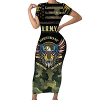 Personalized ARMY Birthday 2024 Short Sleeve Bodycon Dress US 249th Anniversary - Wonder Print Shop