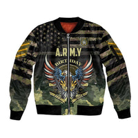 Personalized ARMY Birthday 2024 Sleeve Zip Bomber Jacket US 249th Anniversary - Wonder Print Shop
